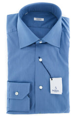 Barba Napoli Blue Solid Shirt - Slim - 14.5/37 - (D224158044U10T)
