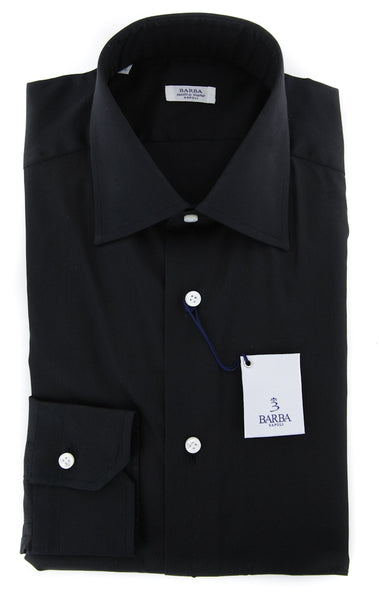Barba Napoli Black Solid Shirt - Slim - (BND22276310) - Parent