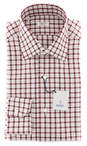 Barba Napoli White Plaid Cotton Shirt - Slim - (823) - Parent