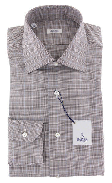 Barba Napoli Brown Plaid Cotton Shirt - Slim - (809) - Parent