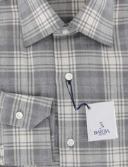 Barba Napoli Gray Plaid Cotton Shirt - Slim - (811) - Parent