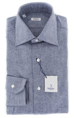 Barba Napoli Blue Solid Cotton Shirt - Slim - 15.75/40 - (855)