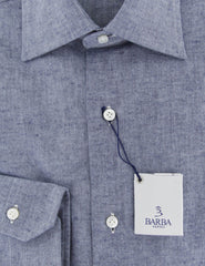 Barba Napoli Blue Solid Cotton Shirt - Slim - (855) - Parent