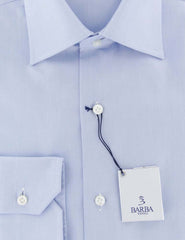 Barba Napoli Light Blue Soild Cotton Shirt - Slim - (800) - Parent