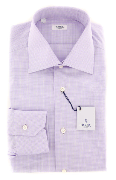 Barba Napoli Purple Check Shirt - Slim - (310824U10T) - Parent