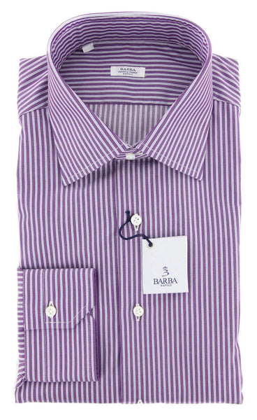 Barba Napoli Purple Striped Shirt - Slim - 16.5/42 - (D2U10T330017)