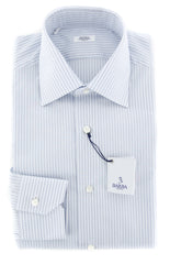 Barba Napoli Light Gray Striped Shirt - Slim - 15.75/40 - (R55U10T)