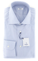 Barba Napoli Light Blue Striped Shirt - Slim - 15/38 - (D443714U63R)