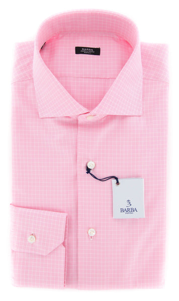 Barba Napoli Pink Check Shirt - Extra Slim - 16.5/42 - (I1U13T141)