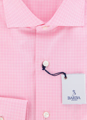 Barba Napoli Pink Check Shirt - Extra Slim - 16.5/42 - (I1U13T141)