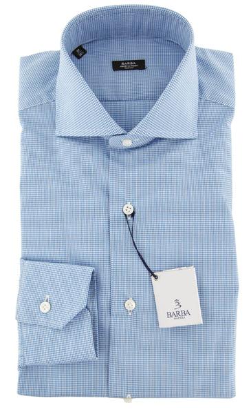 Barba Napoli Light Blue Check Shirt - Extra Slim - (837) - Parent