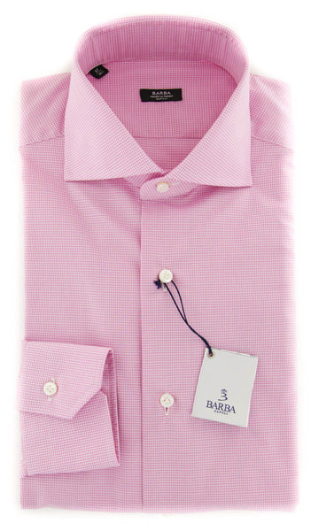 Barba Napoli Pink Check Cotton Shirt - Extra Slim - (830) - Parent