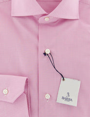 Barba Napoli Pink Check Cotton Shirt - Extra Slim - (830) - Parent