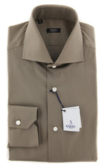Barba Napoli Brown Solid Shirt - Extra Slim - 15.5/39 - (380812U13T)
