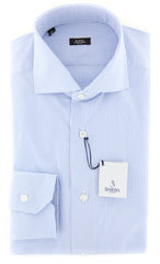 Barba Napoli Light Blue Striped Shirt - Extra Slim - 15/38 - (BN-U05245)