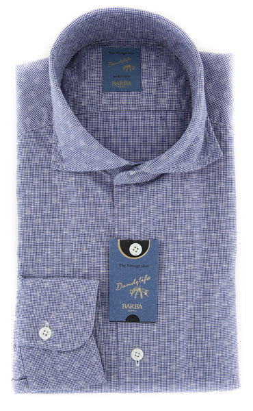 Barba Napoli Blue Micro-Check Shirt - Extra Slim - (BNLI49782U13R) - Parent