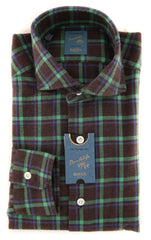 Barba Napoli Brown Plaid Shirt - Extra Slim - 14.5/37 - (BN00ST7R)