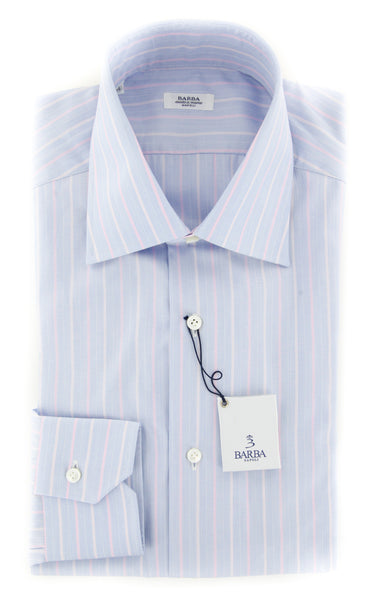 Barba Napoli Light Blue Striped Shirt - Slim - (BNSHRTBLUX140) - Parent