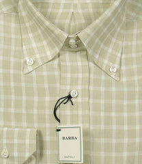 Barba Napoli Beige Check Linen Shirt - Slim - (BN2489) - Parent