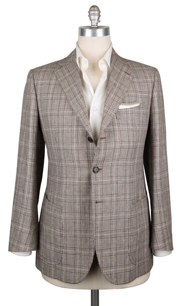 Cesare Attolini Brown Linen Plaid Sportcoat - (CA351220327) - Parent