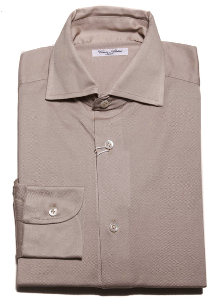 Cesare Attolini IMPERFECT Light Brown Cotton Shirt - Slim - (CA1130225) - Parent
