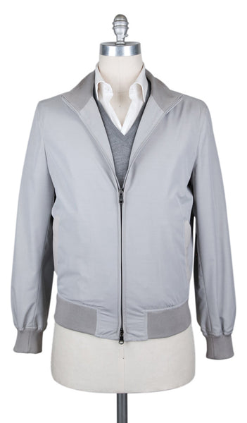 Cesare Attolini Light Gray Solid Windbreaker - (CA11591389) - Parent