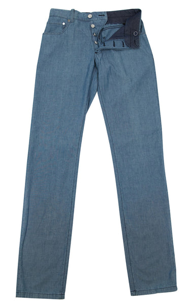 Cesare Attolini Denim Blue Solid Pants - Slim - (CA112208131B) - Parent