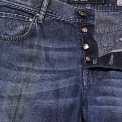 Cesare Attolini Denim Blue Solid Jeans - Slim - (1123) - Parent