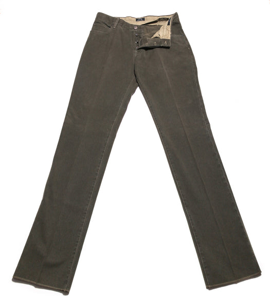 Cesare Attolini Brown Solid Cotton Pants - Slim - (1055) - Parent