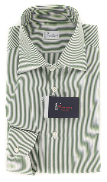 New Donnanna Green Striped Shirt - Extra Slim - 16/41 - (GRNSTR)