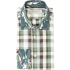 Etro Green Check Cotton Shirt - Extra Slim - 15.5/39 - (ML)