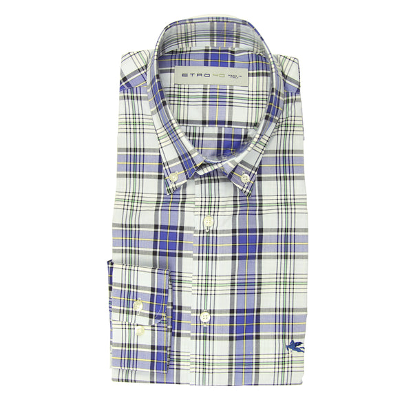 Etro Blue Plaid Cotton Shirt - Extra Slim - (MB) - Parent