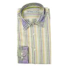 Etro Green Striped Cotton Shirt - Extra Slim - M US/M EU - (MO)