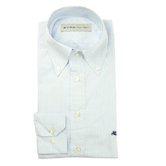 Etro Light Blue Striped Cotton Shirt - Extra Slim - 14/36 - (LM)