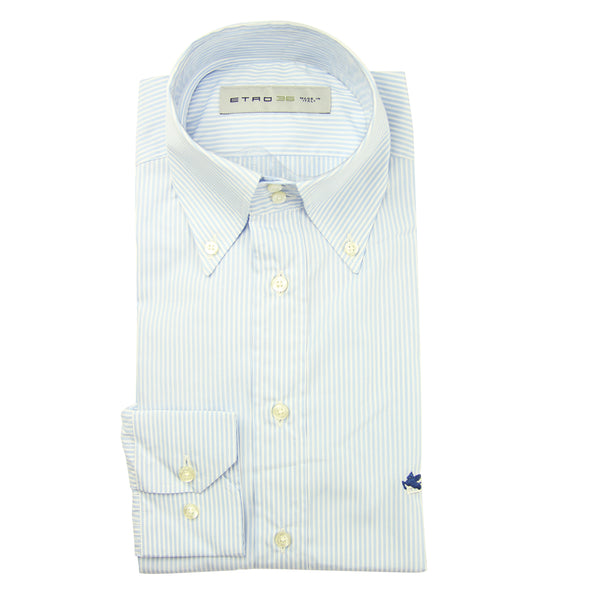 Etro Light Blue Striped Cotton Shirt - Extra Slim - (LM) - Parent