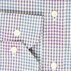 Etro Purple Houndstooth Cotton Shirt - Slim - (GN) - Parent