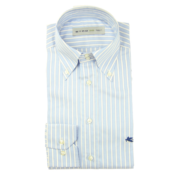 Etro Light Blue Striped Cotton Shirt - Slim - (G9) - Parent