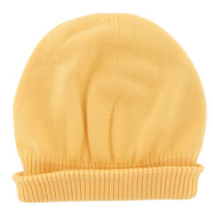 Fiori Di Lusso Yellow Solid Cashmere Blend Beanie - One Size - (897)