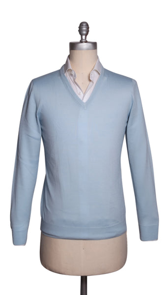 Fiori Di Lusso Light Blue Solid Cotton V Neck - (1803) - Parent