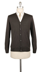 Fiori Di Lusso Dark Brown Cashmere Blend V-Neck Cardigan - S/48 - (734)