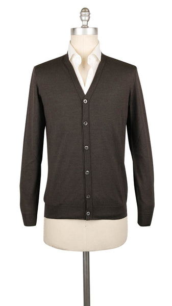 Fiori Di Lusso Dark Brown Cashmere Blend V-Neck Cardigan - (734) - Parent