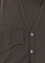 Fiori Di Lusso Dark Brown Cashmere Blend V-Neck Cardigan - (734) - Parent