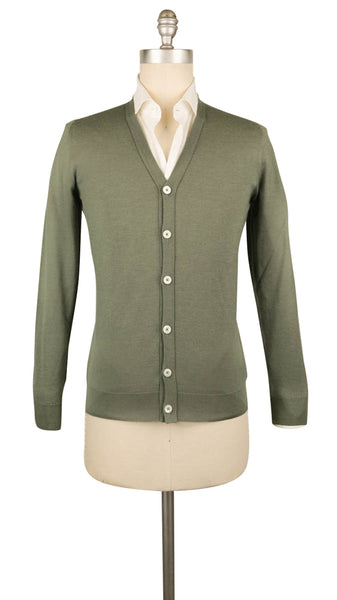 Fiori Di Lusso Light Green Cashmere Blend V-Neck Cardigan - (732) - Parent