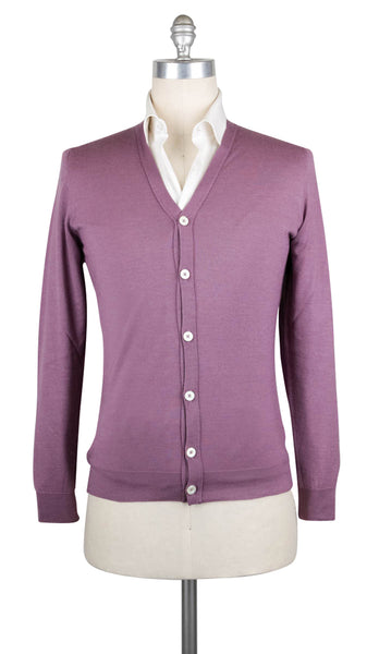 Fiori Di Lusso Purple Cashmere Blend V-Neck Cardigan - (725) - Parent