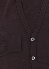 Fiori Di Lusso Dark Brown Cashmere Blend V-Neck Cardigan - (735) - Parent