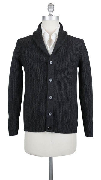 Fiori Di Lusso Dark Gray Wool Shawl Sweater - (779) - Parent
