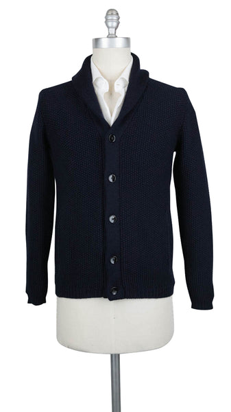 Fiori Di Lusso Navy Blue Wool Shawl Sweater - (781) - Parent