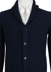 Fiori Di Lusso Navy Blue Wool Shawl Sweater - (781) - Parent