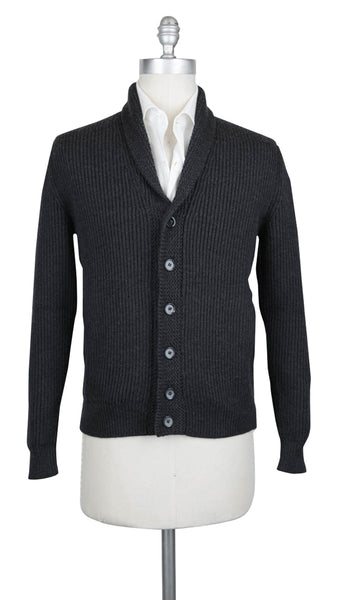 Fiori Di Lusso Gray Wool Shawl Sweater - (780) - Parent