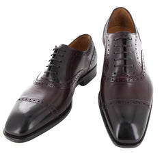 Fiori Di Lusso Burgundy Shoes - Wingtip Lace Ups - 6/5 - (BSRED)